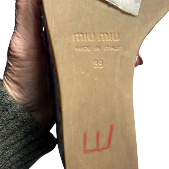 Miu Miu Floral Red Embroidered Ankle Strap Platform Wedge Az 39 - Picture 13 of 16